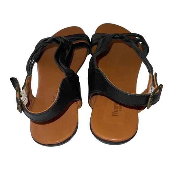 Huaraches by Bearpaw Sandals Womens Size 12 Agate Strappy Black Leather Open Cas - Picture 3 of 7